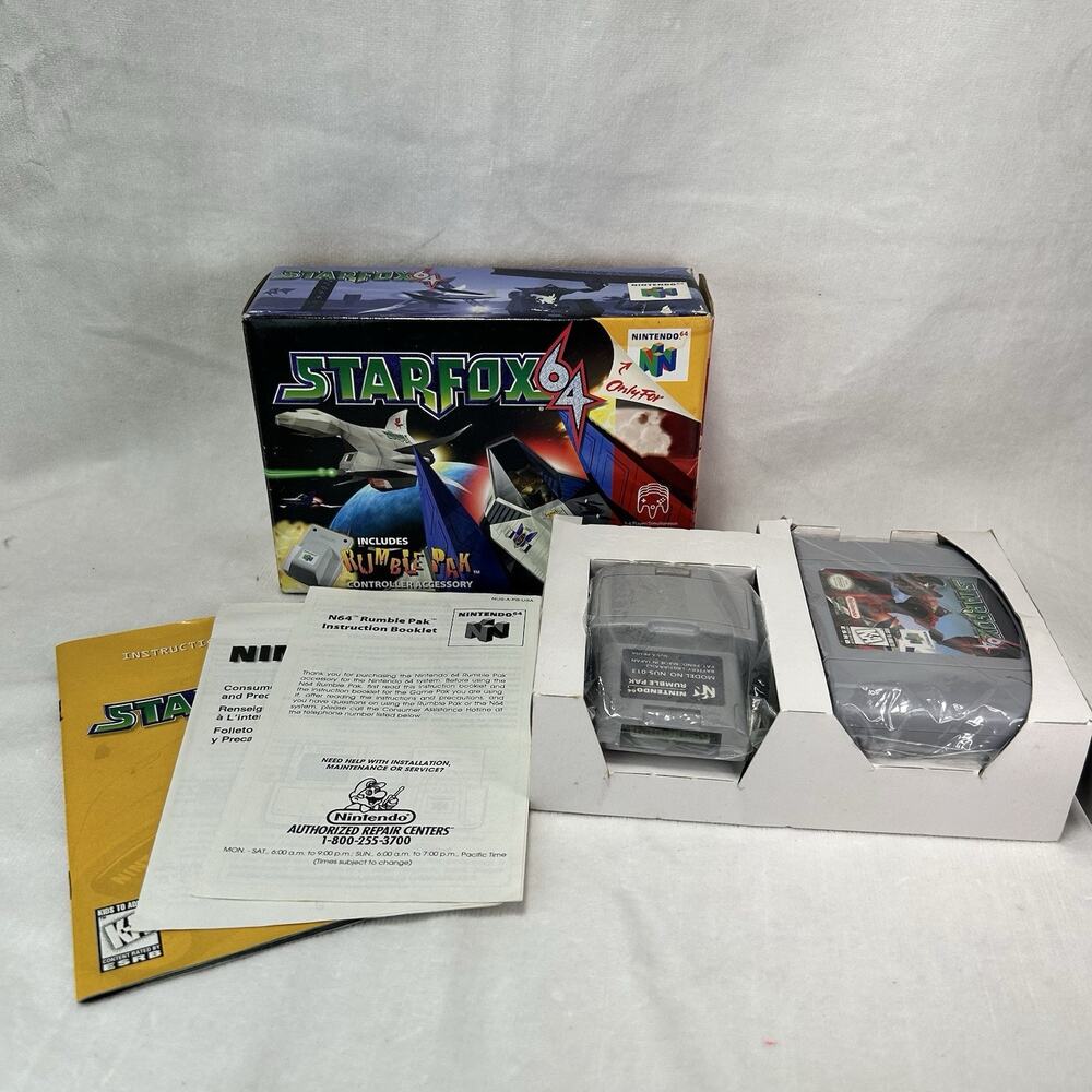 Star Fox 64 (Nintendo 64 N64) Authentic Complete In Box CIB Rumble Pak (DAMAGED)